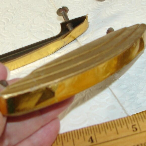 Vtg Art Deco DRAWER PULL Lot of 4, Gold Tone, w/o Bakelite Shell, Waterfall/Cup - Picture 5 of 6